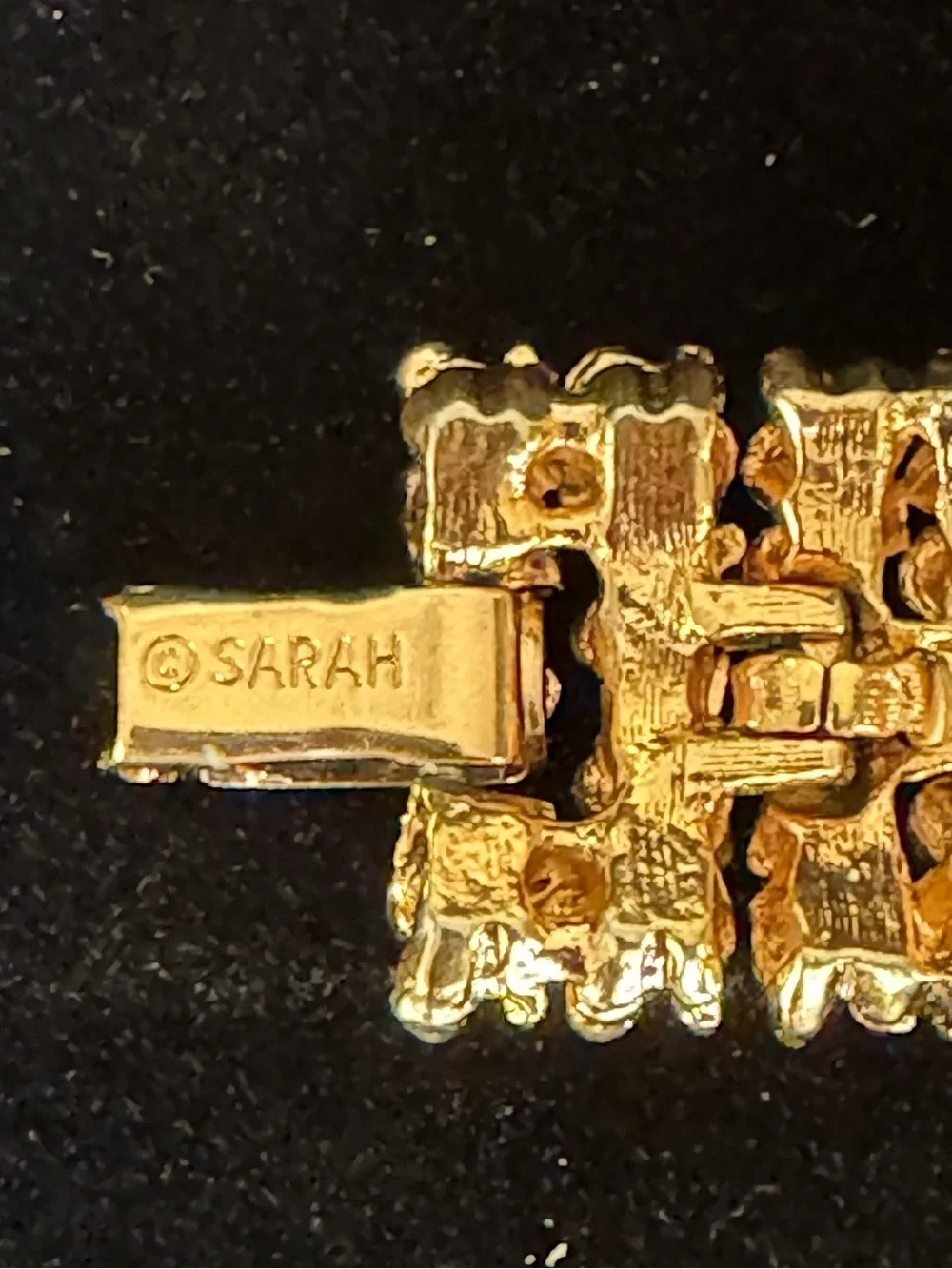 Vintage Signed Sarah Coventry Gold Tone Wide Statement Bracelet